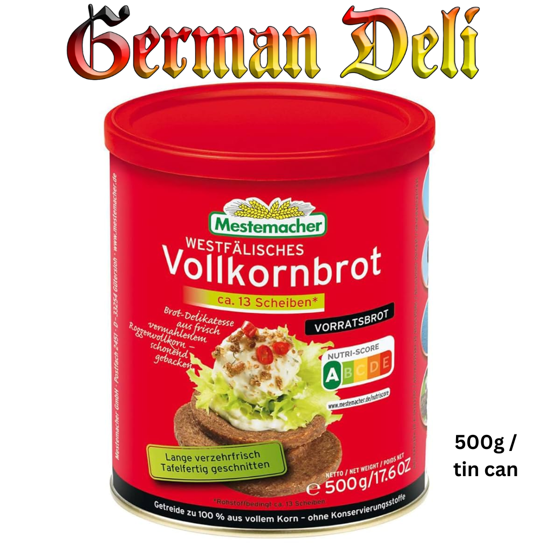 Mestemacher Vollkornbrot Dose / Pumpernickel Brown Bread Tin 500g