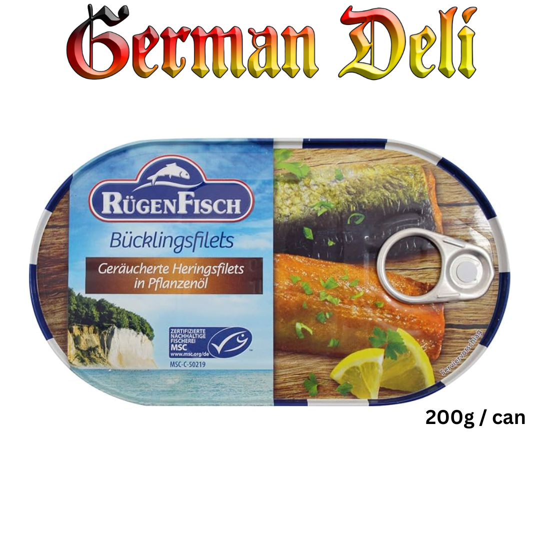 Ruegenfisch - Smoked Herring - 200 g can / Buecklingsfilets