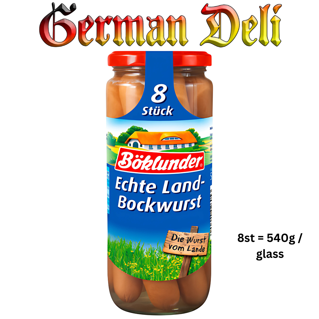 Boeklunder Echte Land Bockwurst 8ST = 540g / Real Country Bockwurst 540g