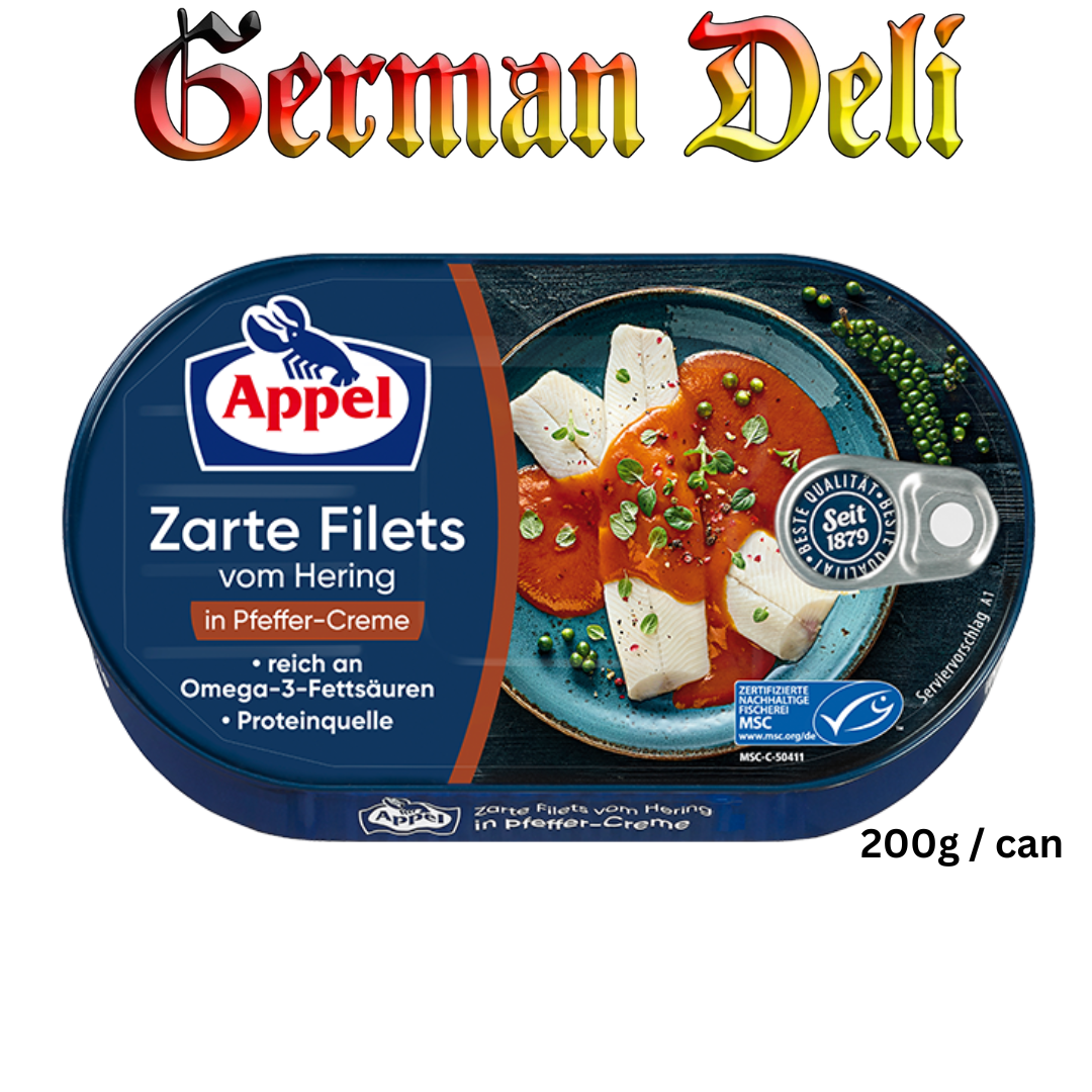 APPEL - HERINGSFILET IN PFEFFERCREME / HERRINGS FILLET IN PEPPER CREAM 200G