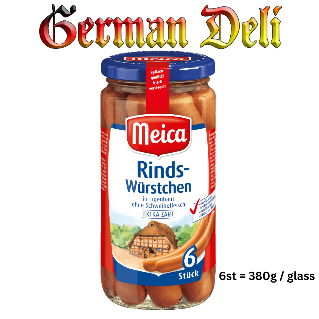 Meica - Beef Sausage - 380 g glass / Rinds wuerstchen