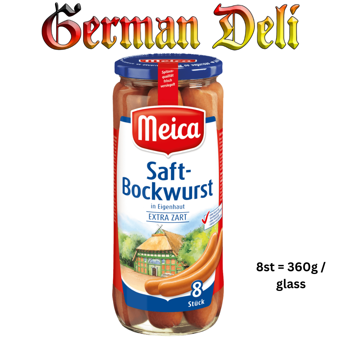 Meica - Boiled Sausages 8 pcs - 360 g glass / Saftbockwurst