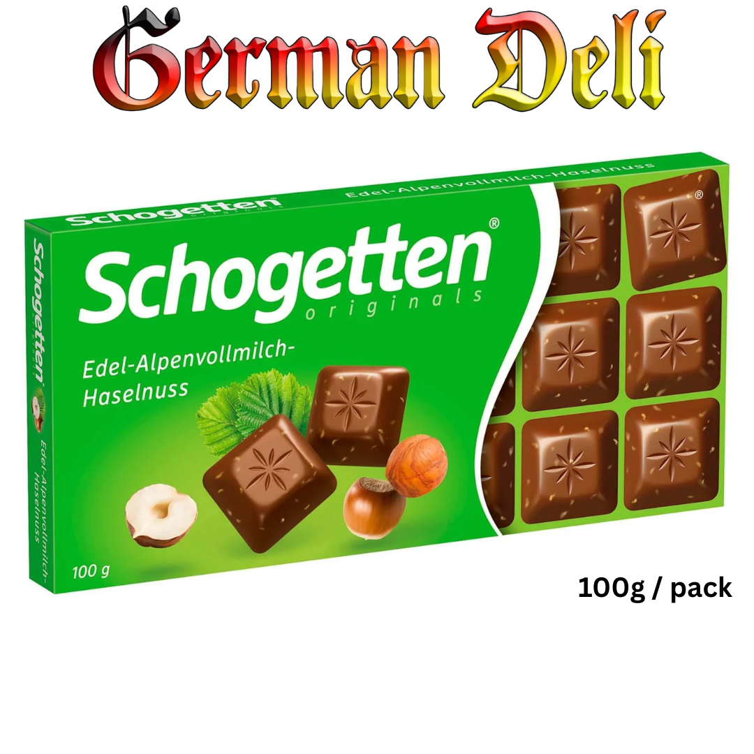 Schogetten - Wholemilk Nuts Chocolate - 100 g bar / Vollmilch-Nuss-Schokolade