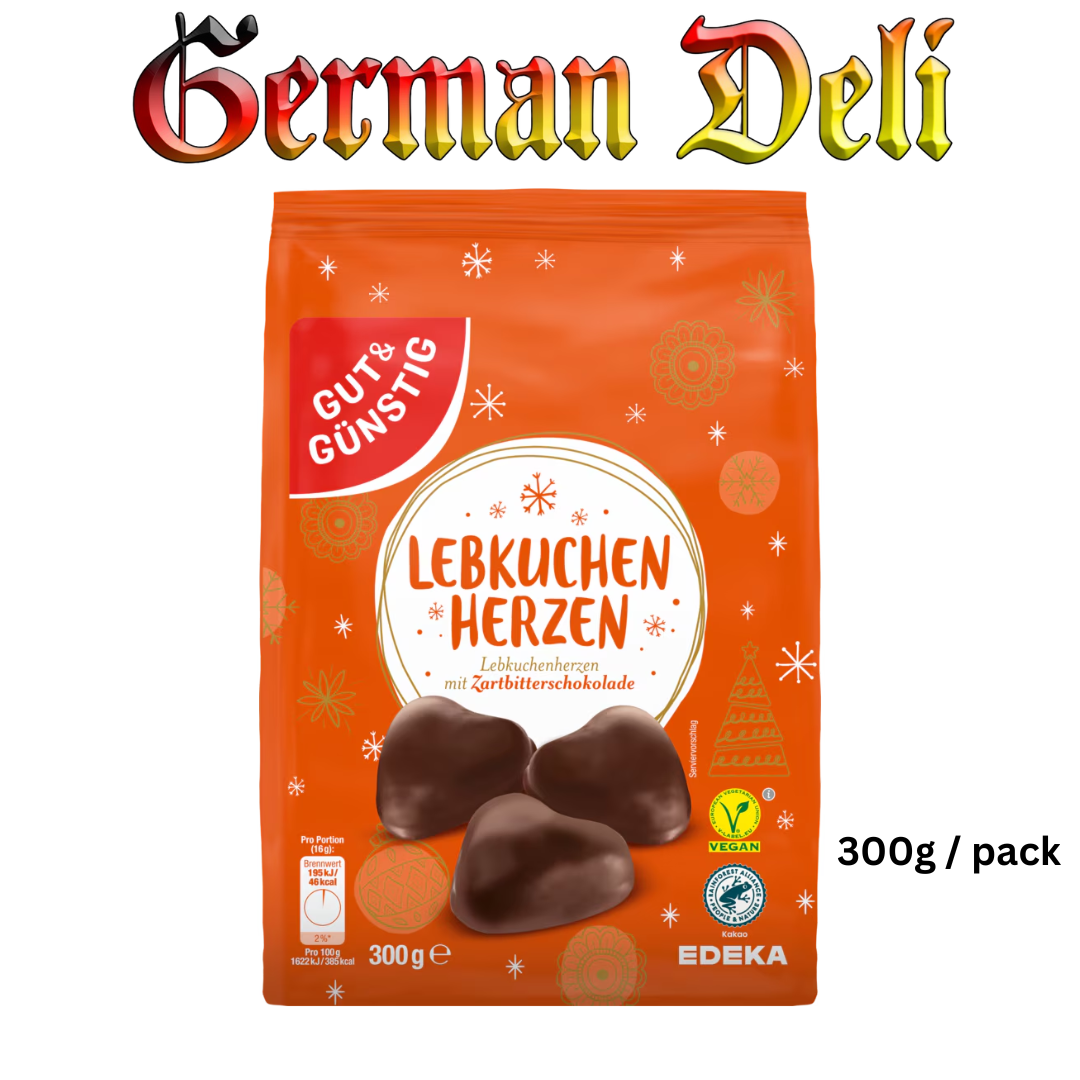 GÜT & GUNSTIG - LEBKUCHEN HERZEN UNGEFFUELLT ZARTBITTER 300G