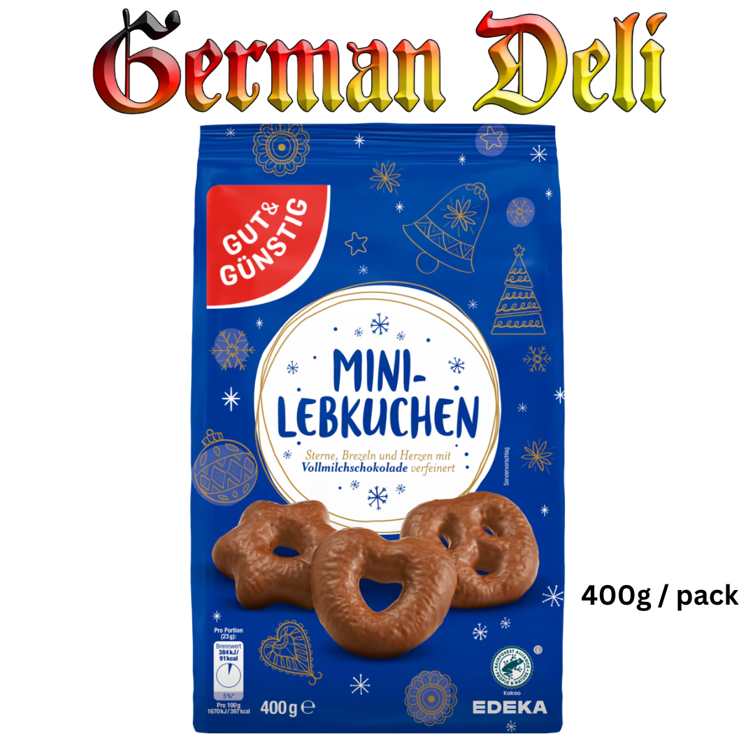 GÜT & GUNSTIG - MINI LEBKUCHEN HERZEN / STERNE / BREZELN VOLLMICH 400G
