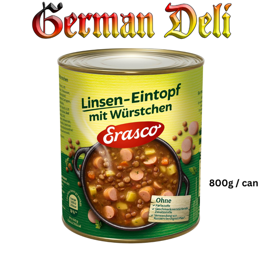 Erasco - Linseneintopf mit Wurst - 800 g Dose / Linsentopf mit Würstchen