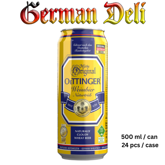 Oettinger Wheat Beer - 500 ml can - 24 per case / Weissebier Naturtrub