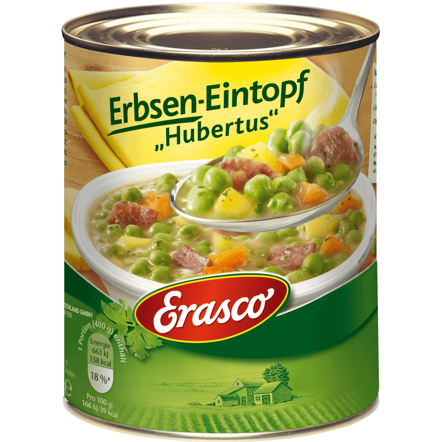 Erasco - Pea Stew "Hubertus" - 800 g can / Erbsentopf "Hubertus"