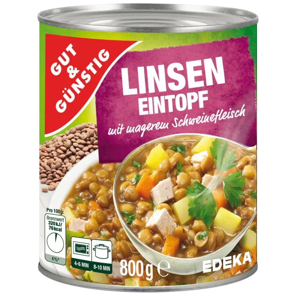 G+G - Lentil Stew - 800 g can / Linsentopf