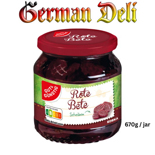 GUT & GÜNSTIG - ROTE BETE SCHEIBEN / SLICED RED BEET 670G GLASS