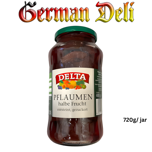 Delta - Plums Half Fruit - 720 g glass /Halbe Pflaumen