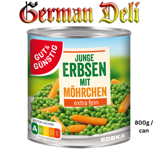 G+G - Peas & Carrots Extra Young 800 g can / Erbsen & Möhren sehr fein