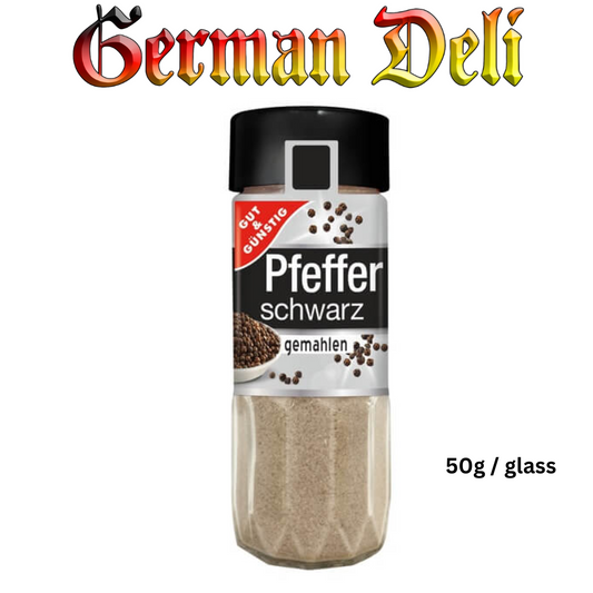 G+G - Black Pepper ground - 50 g glass / Schwarzer Pfeffer gemahlen