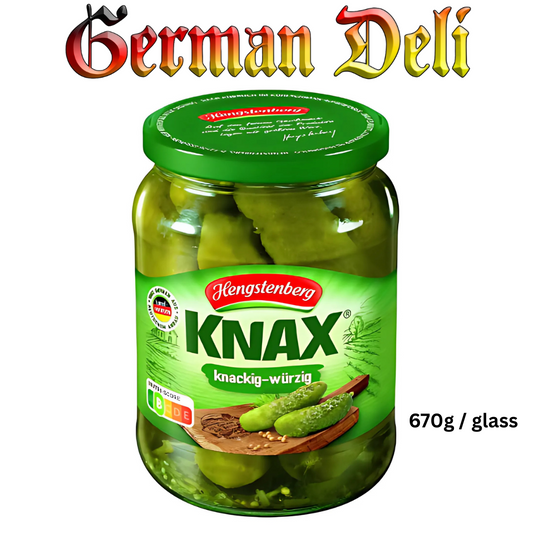 Hengstenberg - Pickled Gherkins - 670 g glass / Knax Gewuerzgurken