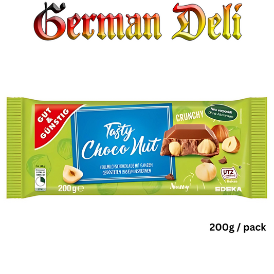 G+G - Alps Cream Nut Chocholate with Nuts - 200 g bar / Alpenrahm-Nuss-Schokolade