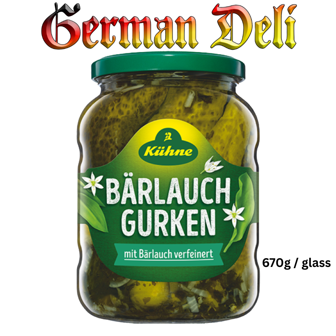 Kuehne - Gherkins Wild Garlic - 670g glass / Baerlauch-Gurken