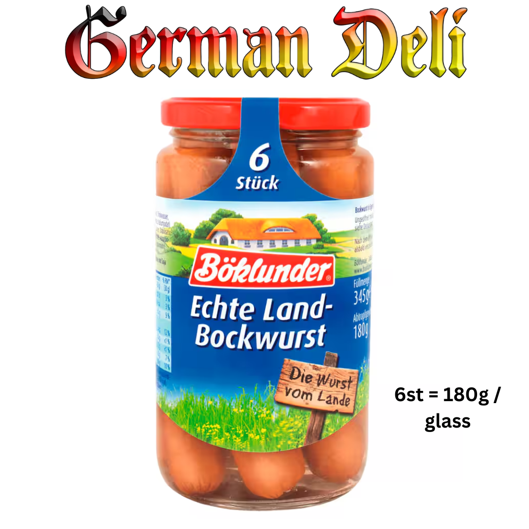 Boeklunder Echte Land-Bockwurst / Farmer Sausage - 6 pcs - 180 g glass
