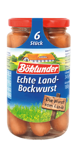 Boeklunder Echte Land-Bockwurst / Farmer Sausage - 6 pcs - 345 g glass