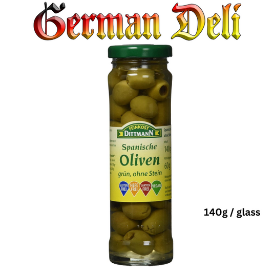 Dittmann - Green Olives No Stone - 140 g glass / Entsteinte Grüne Oliven