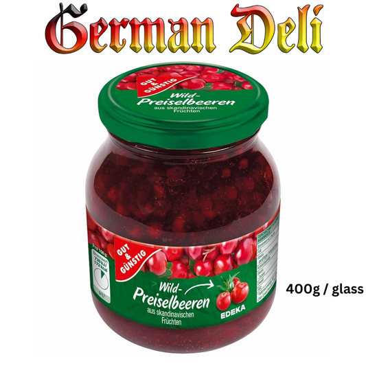 G+G - Cowberries - 400 g glass / Wildpreiselbeeren
