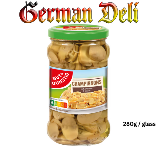 G+G - Mushrooms sliced 1 choice preserved - 280 g / Champignons 1. Wahl Schieben