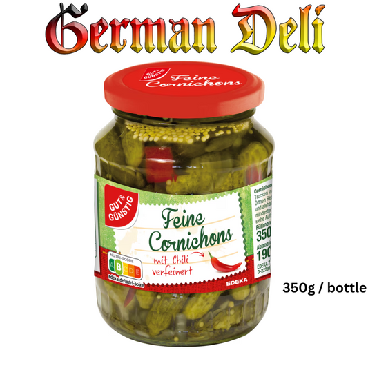 G+G - Feine Cornichons mit Chili - 350g / Small Gherkins with Chili