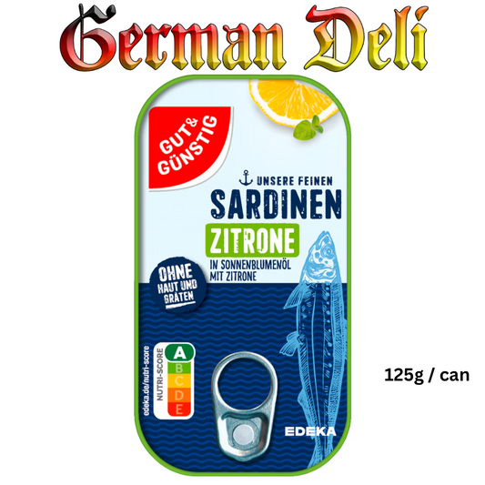 G+G Sardinen Zitrone / Sardines with Lemon in sunflower oil 125g