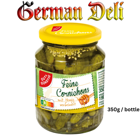 G&G Feine Cornichons mit Honig / Small Gherkins with Honey 350g