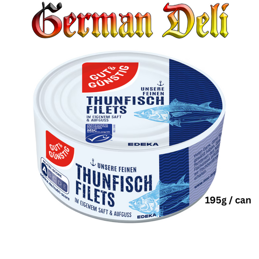 G+G Thunfisch Fillets in Eigenem saft & Aufguss 195G / Tuna fillets in their own juice and infusion
