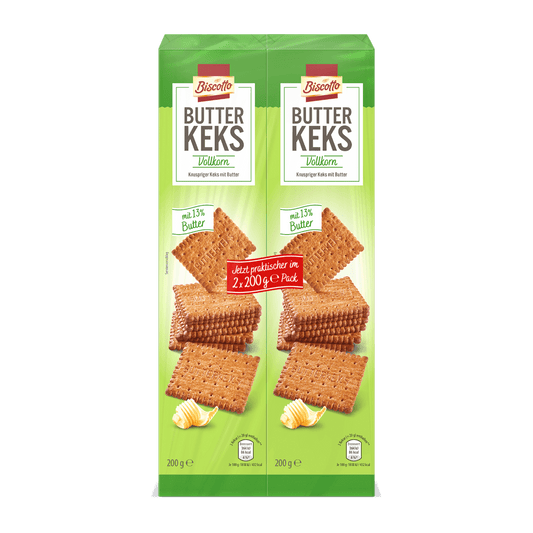 Biscotto Butter Keks Vollkorn / Whole Grain Crispy Butter Biscuit 2x200g