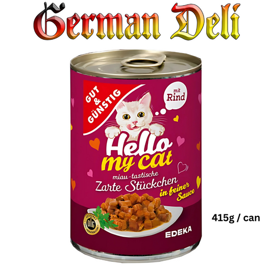 G+G Hello my Cat zarte Stückchen Rind / Delicate pieces of Beef 415g