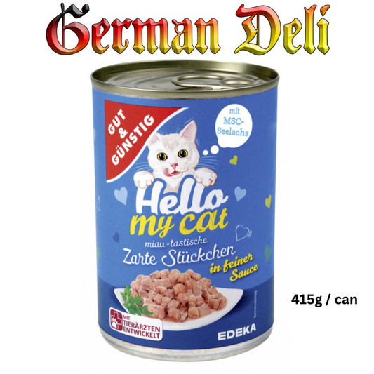 G+G Hello my cat Zarte Stückchen MSC Seelachs / Delicate pieces of MSC Pollock 415g