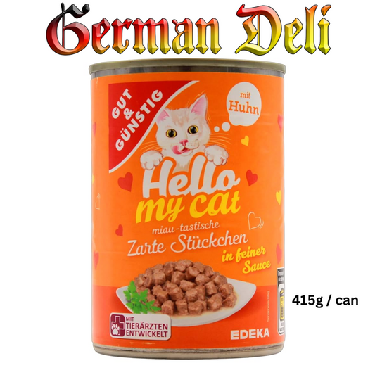 G+G Hello my Cat Zarte Stückchen mit Huhn / Tender Chicken Pieces in a fine sauce Cat Food 415g