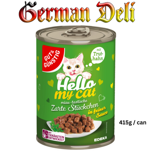 G+G Hello my cat Zarte Stückchen mit Truthan / Tender Pieces in a fine sauce with Turkey 415g