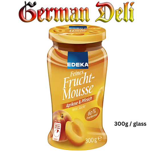 Edeka Feines Frucht Mousse Aprikosen & Pfirsich / Fine Fruit Mousse Apricot & Peach 300g