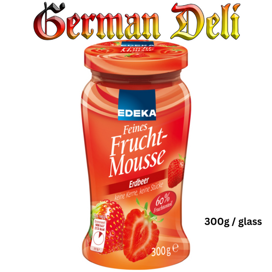 Edeka Feines Frucht Mousse Erdbeer / Fine Fruit Mousse Strawberry 300g