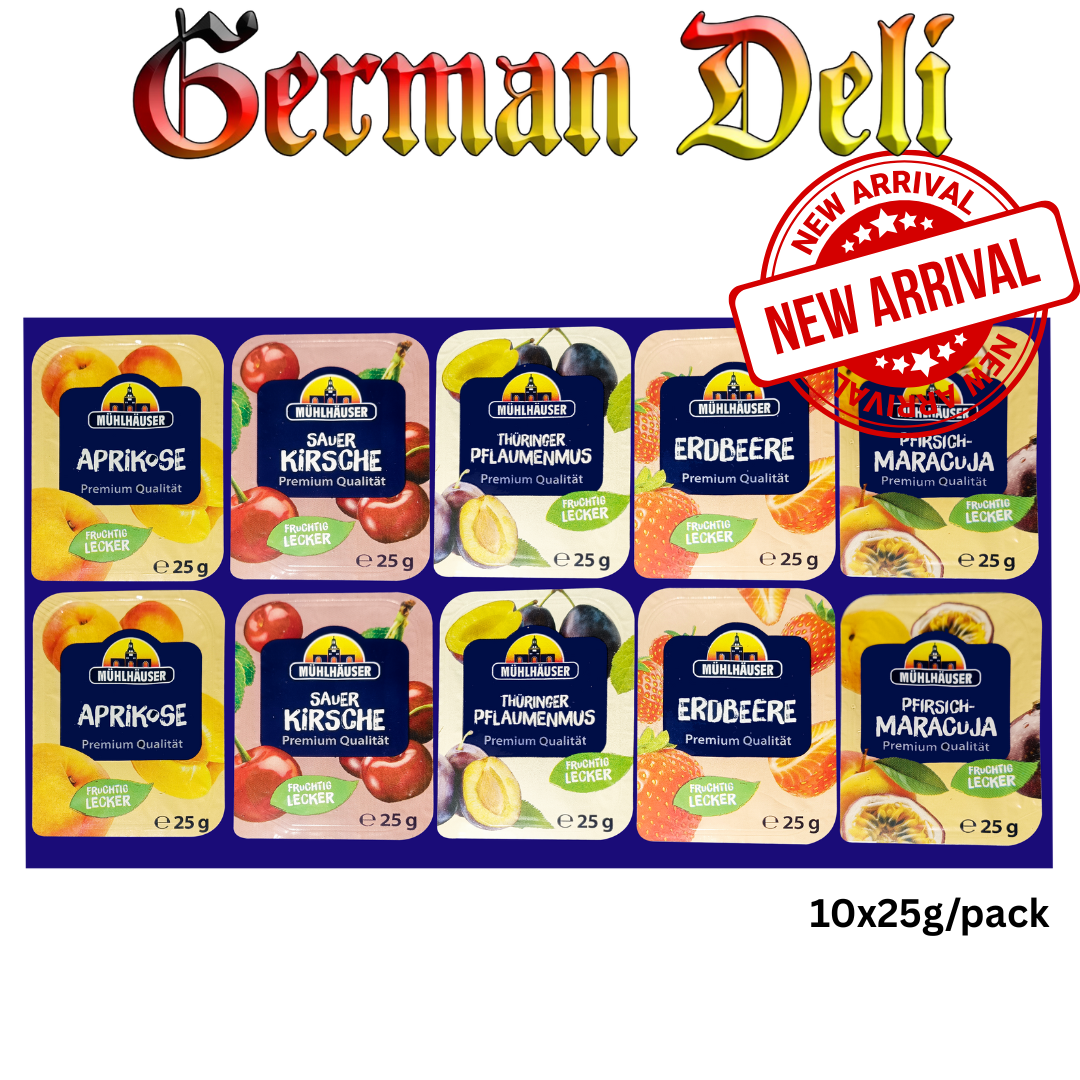 MÜHLHÄUSER - PORTIONS FRUCHTIG KONFITUERE / FRUIT JAM IN PORTIONS 10x25g