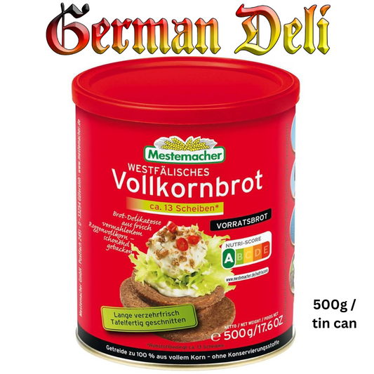 Mestemacher Vollkornbrot Dose / Pumpernickel Brown Bread Tin 500g