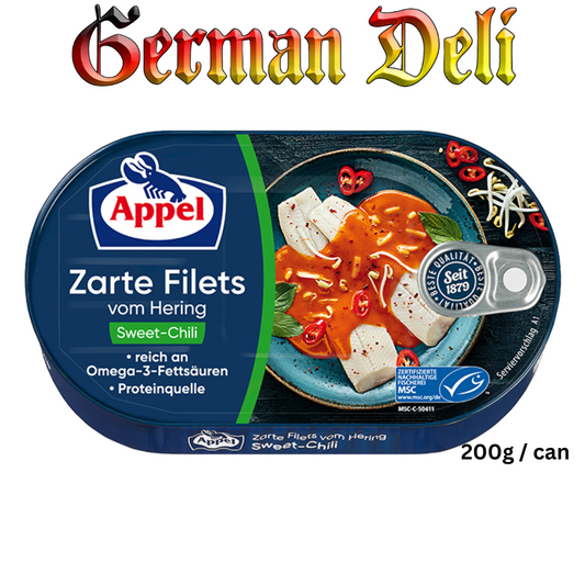 Appel - Herrings Fillet in Sweet Chili Sauce - 200 g can / Heringsfilet in soßer Chilissoße