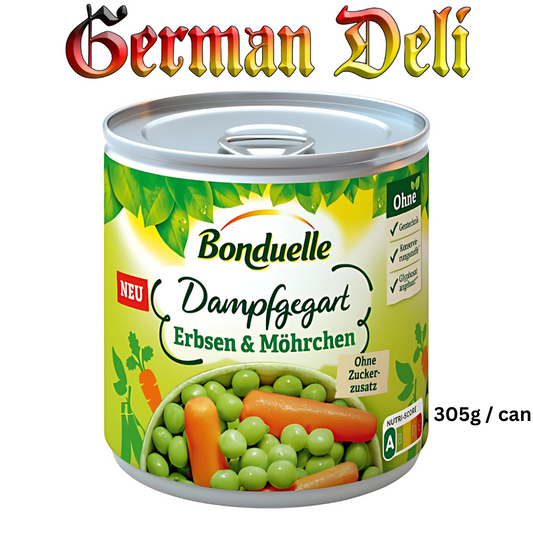 Bonduelle - Erbsen Moehren Dampfgegart / Peas + Carrots Extra Fine 305g