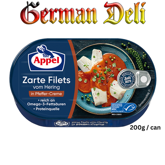 APPEL - HERINGSFILET IN PFEFFERCREME / HERRINGS FILLET IN PEPPER CREAM 200G