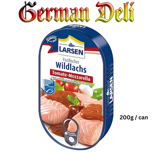 Larsen - Herrings Fillet in Tomato-Mozarella - 200 g can / Heringsfilet in Tomate-Mozzarrella