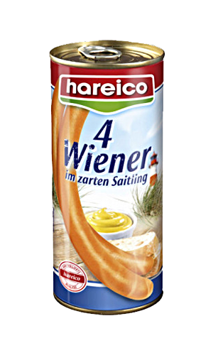 Hareico - Vienna Sausages 4 pcs - 200 g can / Wiener Würstchen