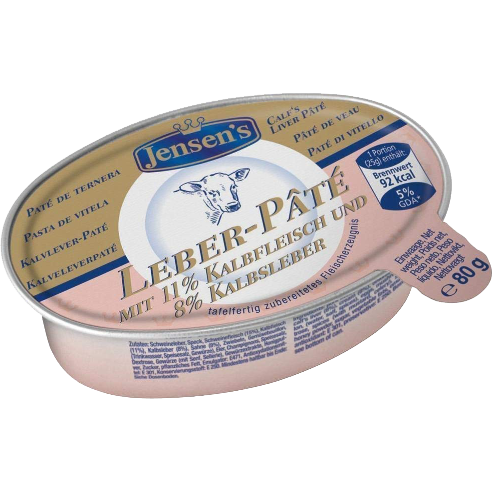 Jensen - Veal Liver Pate - 80 g can / Kalbsleberpastete