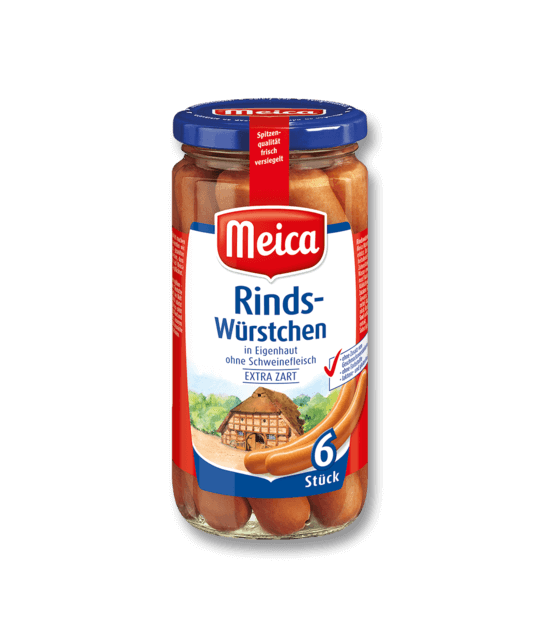 Meica - Beef Sausage - 380 g glass / Rinds wuerstchen