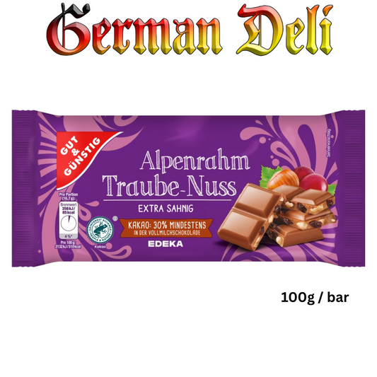 G+G Trauben Nuss Schokolade / Raisin Nut Chocolate 100g
