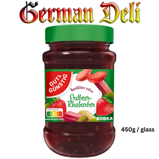 G+G - Strawberry Rhubarb Jam - 450 g glass / Erdbeer-Rhabarber-Marmelade