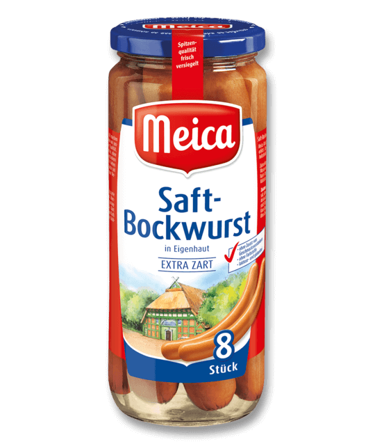 Meica - Boiled Sausages 8 pcs - 360 g glass / Saftbockwurst