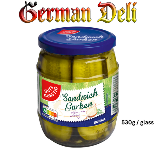 G+G - Sandwich Gherkins - 530 g glass / Sandwich Gurken