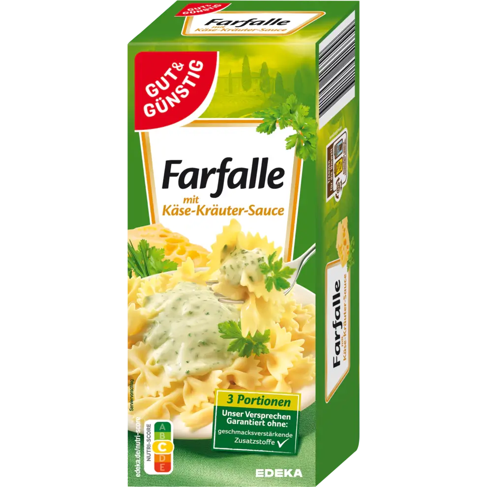 G+G - Farfalle Noodles with Cheese and Herbs - 286 g pck / Farfalle in Kräuter-Käsesoße